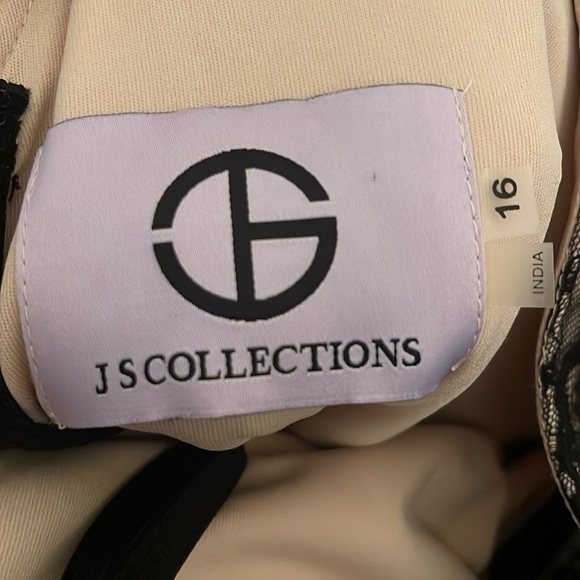 JS Collection Embroidered Lace Midi Dress in Black and Pink - Picture 12 of 12